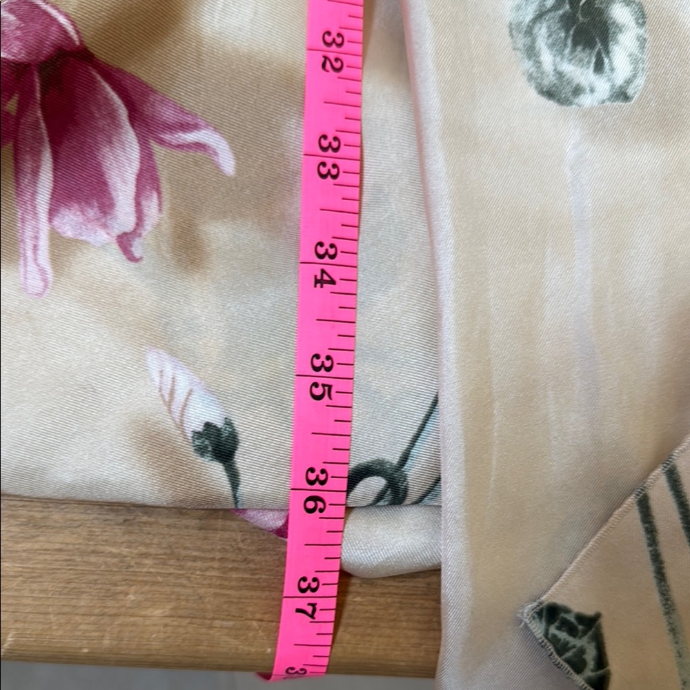 Vintage Floral Cream and Pink Women's Silk Dress - Picture 6 of 11